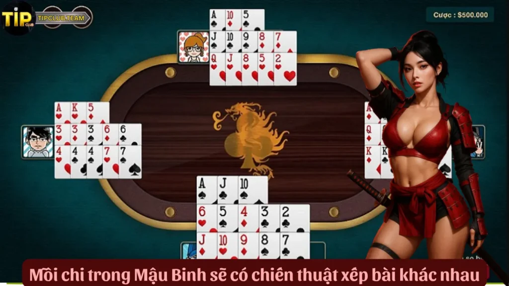 Mỗi chi trong Mậu Binh sẽ có chiến thuật xếp bài khác nhau