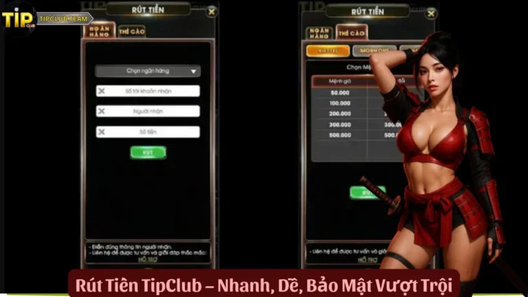 Rút Tiền TipClub – Nhanh, Dễ, Bảo Mật Vượt Trội